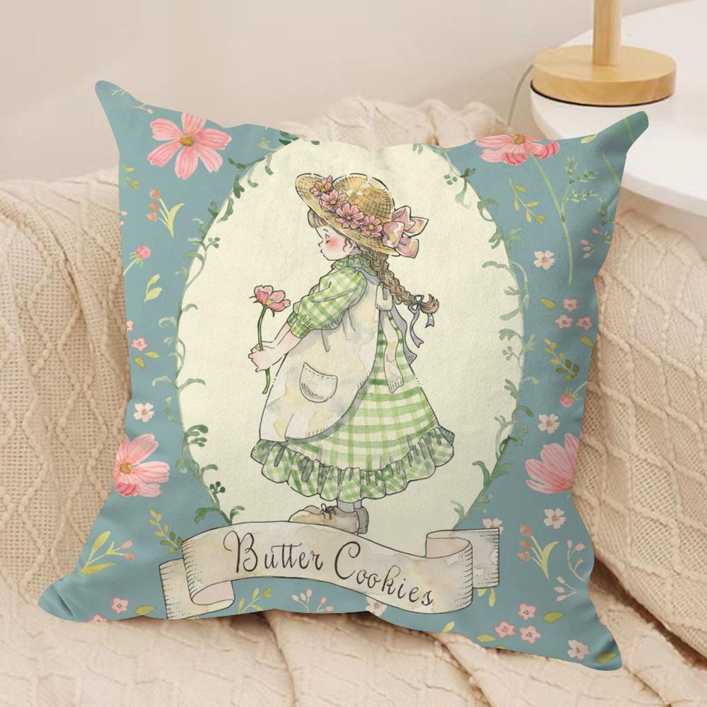 Sweet Anime S-sarah Kay Cushion Cover Silky Short Plush Double-Sided Printed Pillow Case for Sofa All Seasons Home Decor Gift