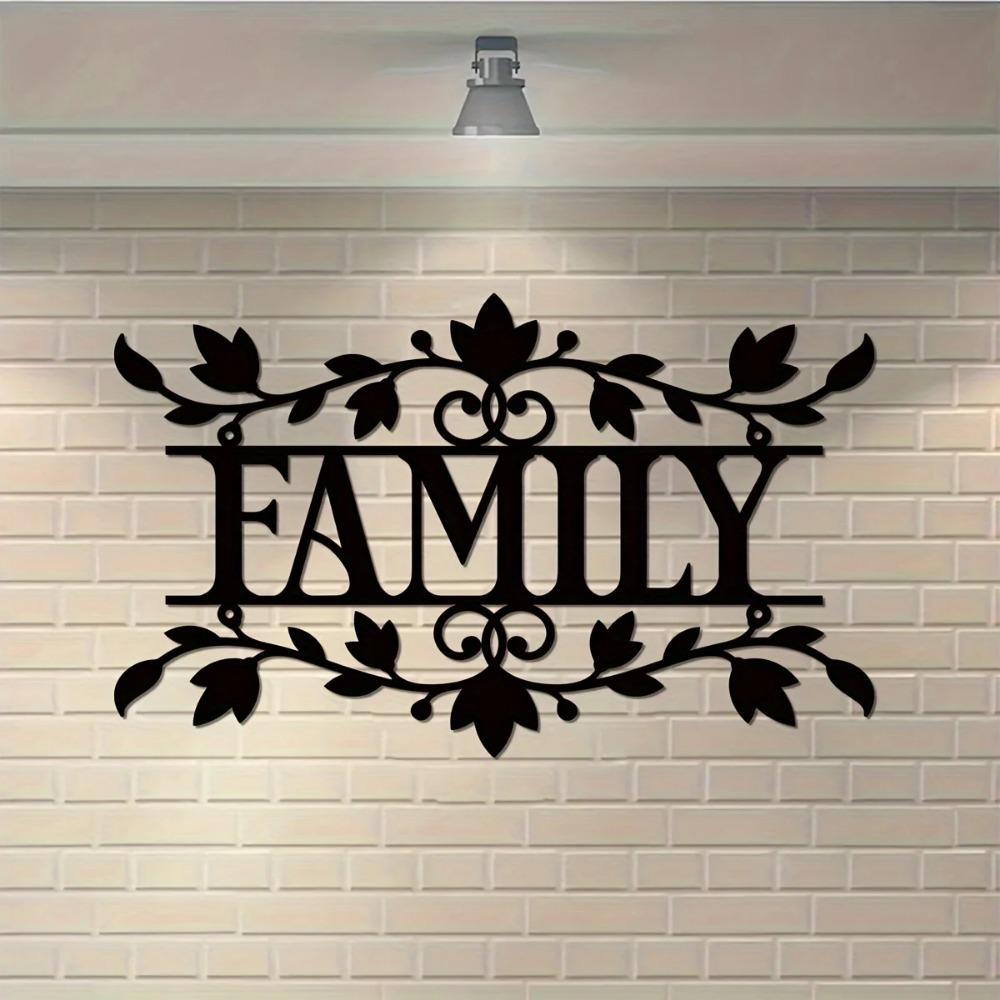 1 Metallschild mit der Aufschrift „Familie“ – elegante Wanddekoration für das Esszimmer – stilvolle Wandkunst für die Familie – individuelle Wortkunst aus Metall – perfekte Heimdekoration