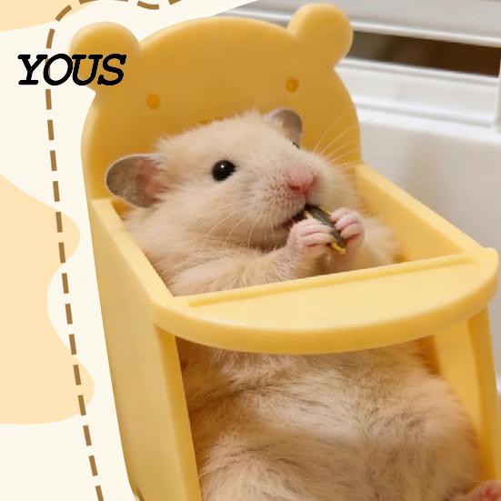 Pet Dinner Plate Design Hamster Dining Chair, 3D Printed Mini Seat, Cute Clean Feeding Area For Pets Furniture for Sugar Glider, Rat Cage Decor