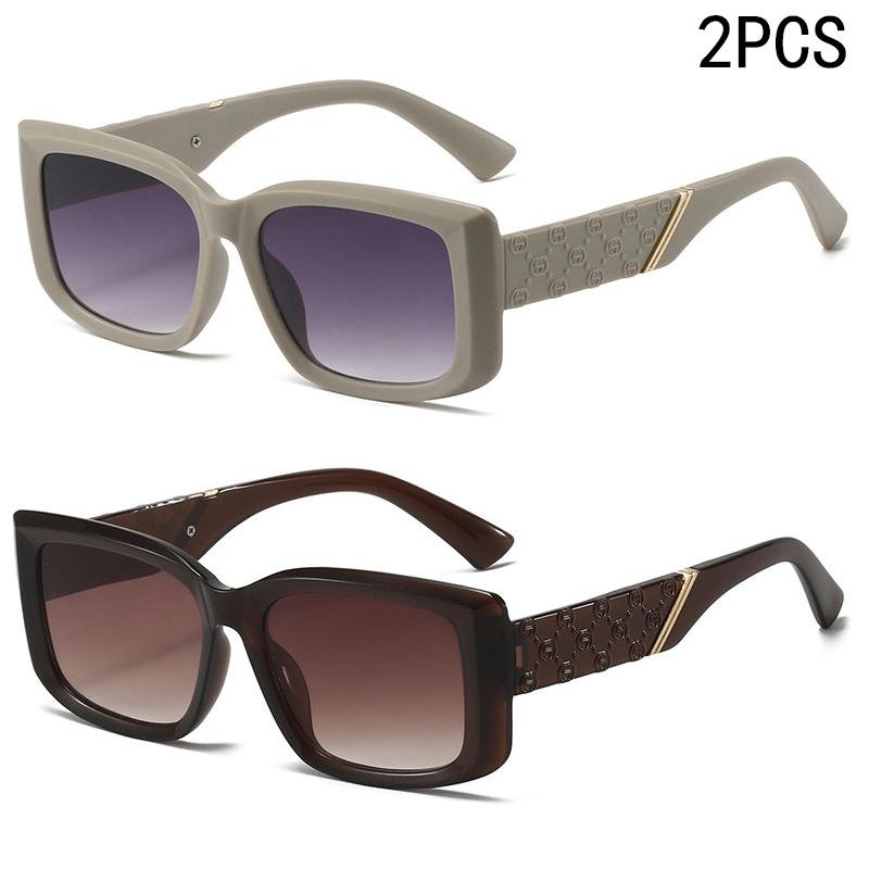 2/6PCS Sunglasses For Women Fashion Large Frame Square Sunglasses High-end Anti-ultraviolet Street Photography Sunglasses 3205
