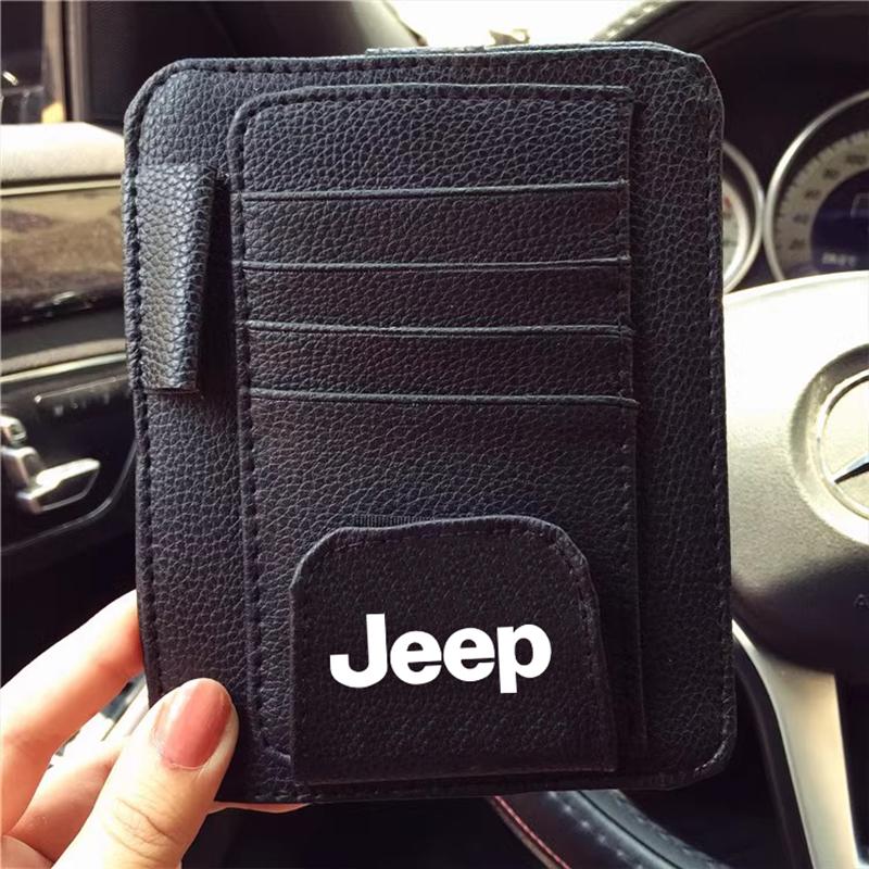 Car Sun Visor Organizer Storage Bag Sunglasses Case For Jeep Grand Cherokee Wrangler JK Gladiator Compass Renegade Patriot Liber