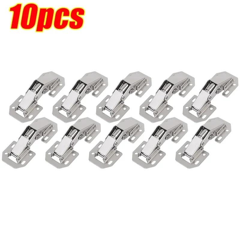 12-2PCS Stainless Steel Cabinet Hinges 90 Degree No-Drilling Hole Cupboard Door Soft Close Hinges Furniture Hardware Accessories
