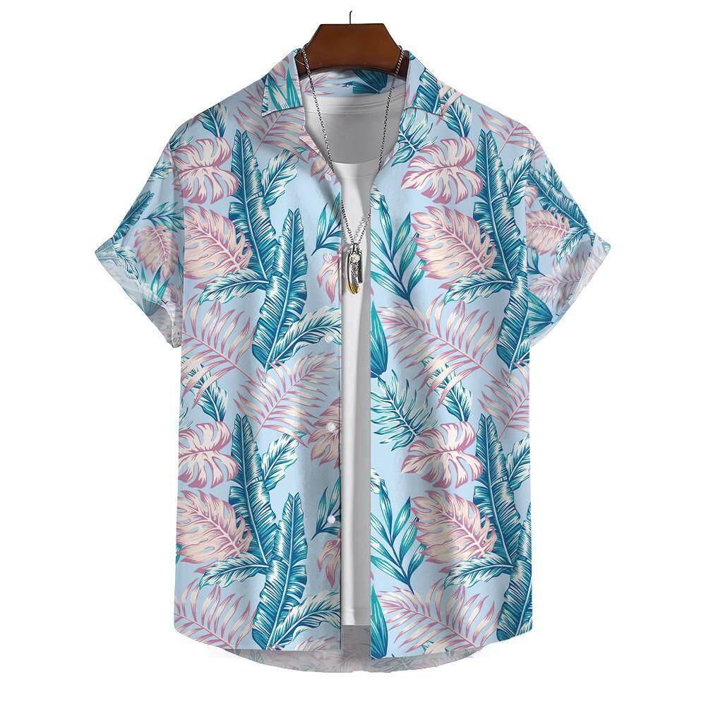 

3D Printing Trend Summer Beach Vacation Short Sleeve Shirts Lapel Breathable Hawaiian Vacation Printed Shirt Quick Dry Male Top XL