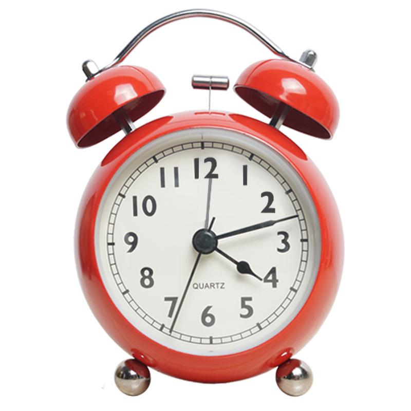 Metal Silent Non-Ticking Bedside Alarm Clock Vintage Twin Bell Desk Clock with Backlight for Heavy Sleepers, Kids