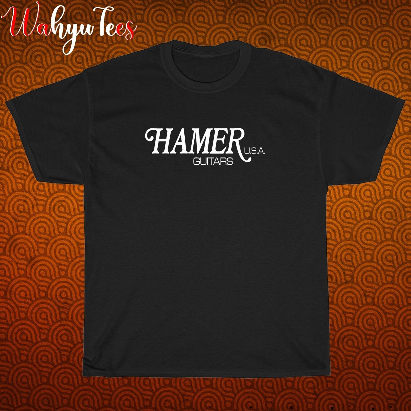 New Hamer Guitars USA Logo Black/Grey/Navy/White Size S-5XL Unisex T-Shirt L
