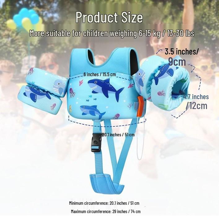 Kids' Cartoon Buoyancy Swim Vest with Water Sleeves