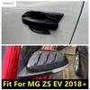 Carbon Fiber Rearview Mirror Cap Shell / Side Door Handle Bowl Decoration Sequin Cover Trim Accessories For MG ZS EV 2018 - 2024