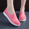 WTEMPO Women's Hollow-out Breathable Flat Thick Heel Anti Slip Casual Work Shoes Spring Summer Large Size Solid Color Single Shoes