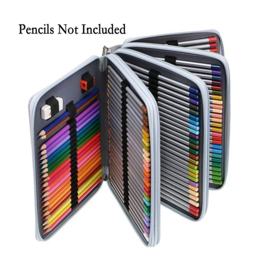 200 Löcher Bunte Bleistifte Aufbewahrungstasche 5 Schichten Tragbar Große Kapazität Etui Halter Schreibwaren PU Leder Schüler Federmäppchen