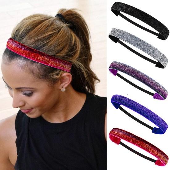 Fashion Kids Glitter Non Slip Stretch Hairband Sports Headband Hair Accessory