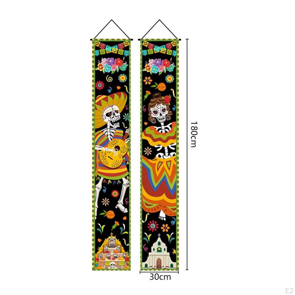 Halloween Banner Outdoor Skull Door Hanging Scary Lightweight Skeleton Couplets Front Porch