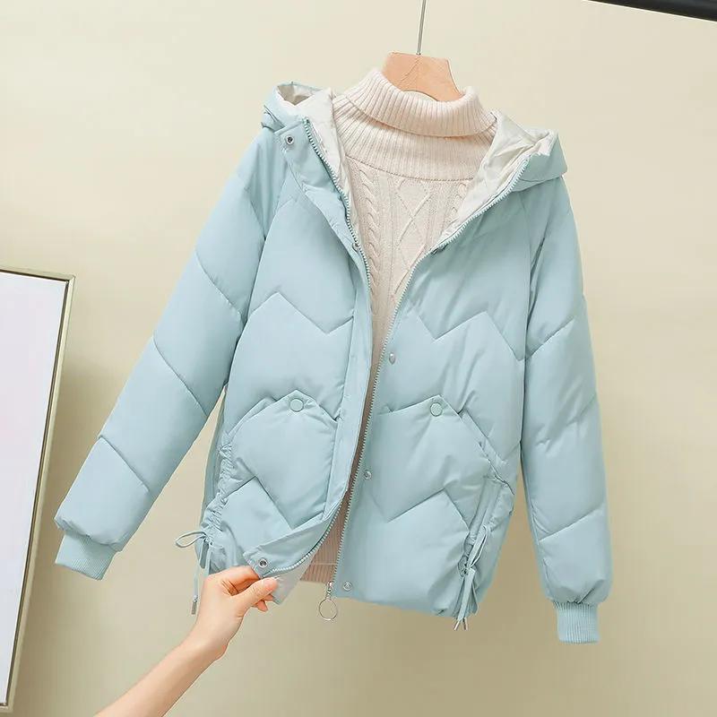 Women's Winter Oversized Thickened Short Warm Jacket with Hood Casual Minimalist Commuter Outwear