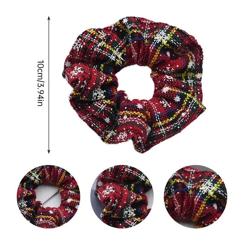 WTEMPO Festive Christmas Scrunchies Soft Plaid Fabric Hair Ties for The Holiday Wedding Birthday Christmas Patterns Printed Elsatic Pony Tail Holder