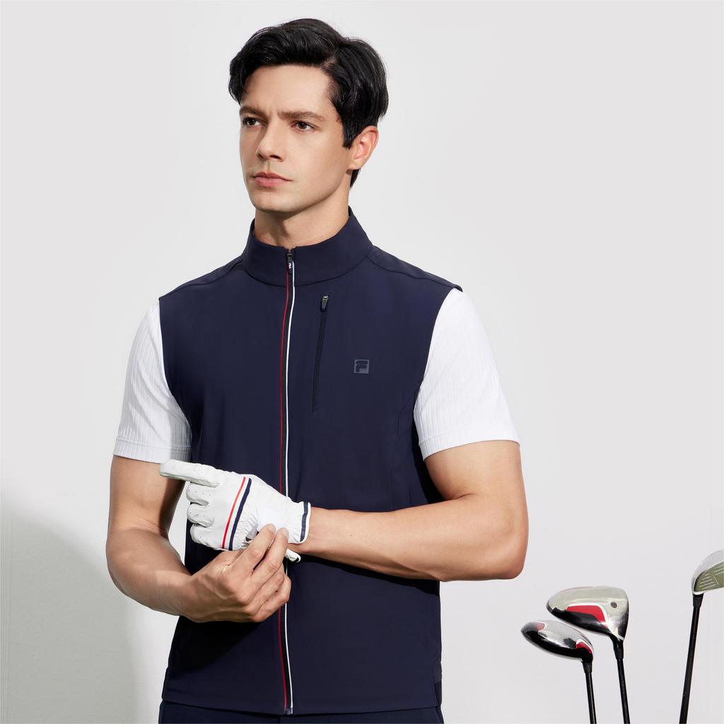 Fila Golf Knitted Vest Men Vests Tidal-Blue A11M425502FDB