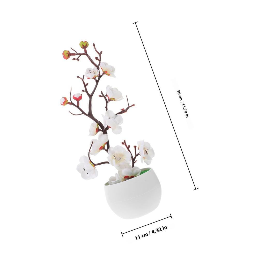 Realistic Artificial Plum Blossom Potted Flower Fade Proof Vibrant Colors Easy Arrange Low Maintenance Home Decor Office Space