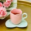 Lovely Tulip Drinking Cup with Saucer Ceramic Tulip Shaped Teacup Creative Vintage Mug Home Afternoon Tea Cappuccino Tableware