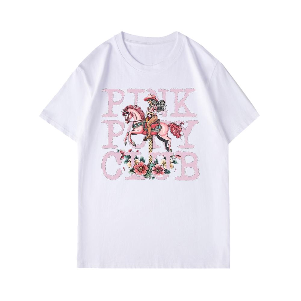 Pink Pony Club T-Shirt Summer Casual Cotton T-Shirt Breathable Comfortable Men's T-shirts Oversized Men's Clothing Y2k Clothes