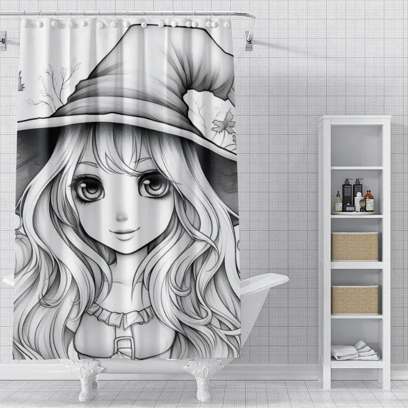 Home Shower Curtains For Bathroom Waterproof Fabric Modern Nordic Style Living Room Curtain Halloween Autumn Pumpkin Decoration