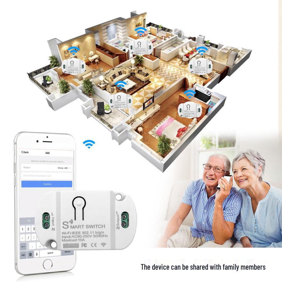 Tuya Smart WiFi No-Wiring Retrofit Light Switch with Remote Control