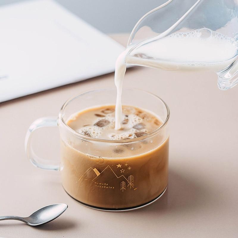 Household Large-Capacity Transparent Water Cup Milk Breakfast Cup With Handle Glass 500ml