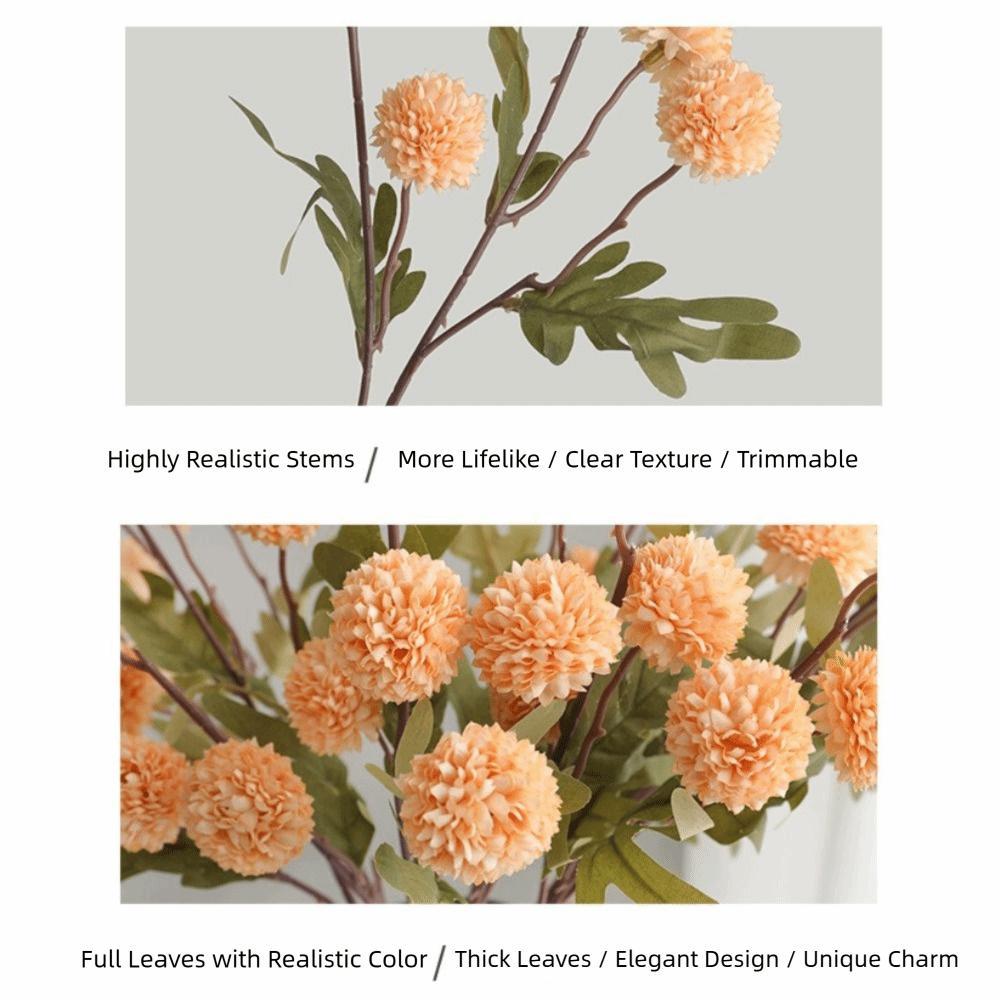 Pompon Chrysanthemum Artificial Silk Flowers Artificial Silk Bridal Bouquet Dandelion Flower Ball 5 Heads Design