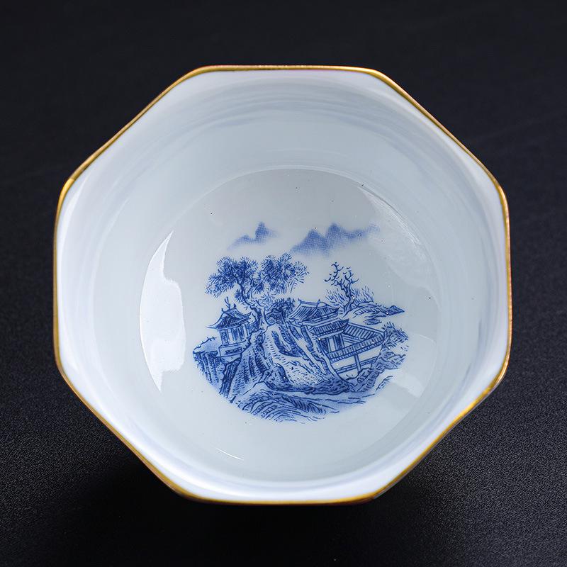 Enamel Master Cup: Exquisite High-End Octagonal Kung Fu Tea Set Souvenir