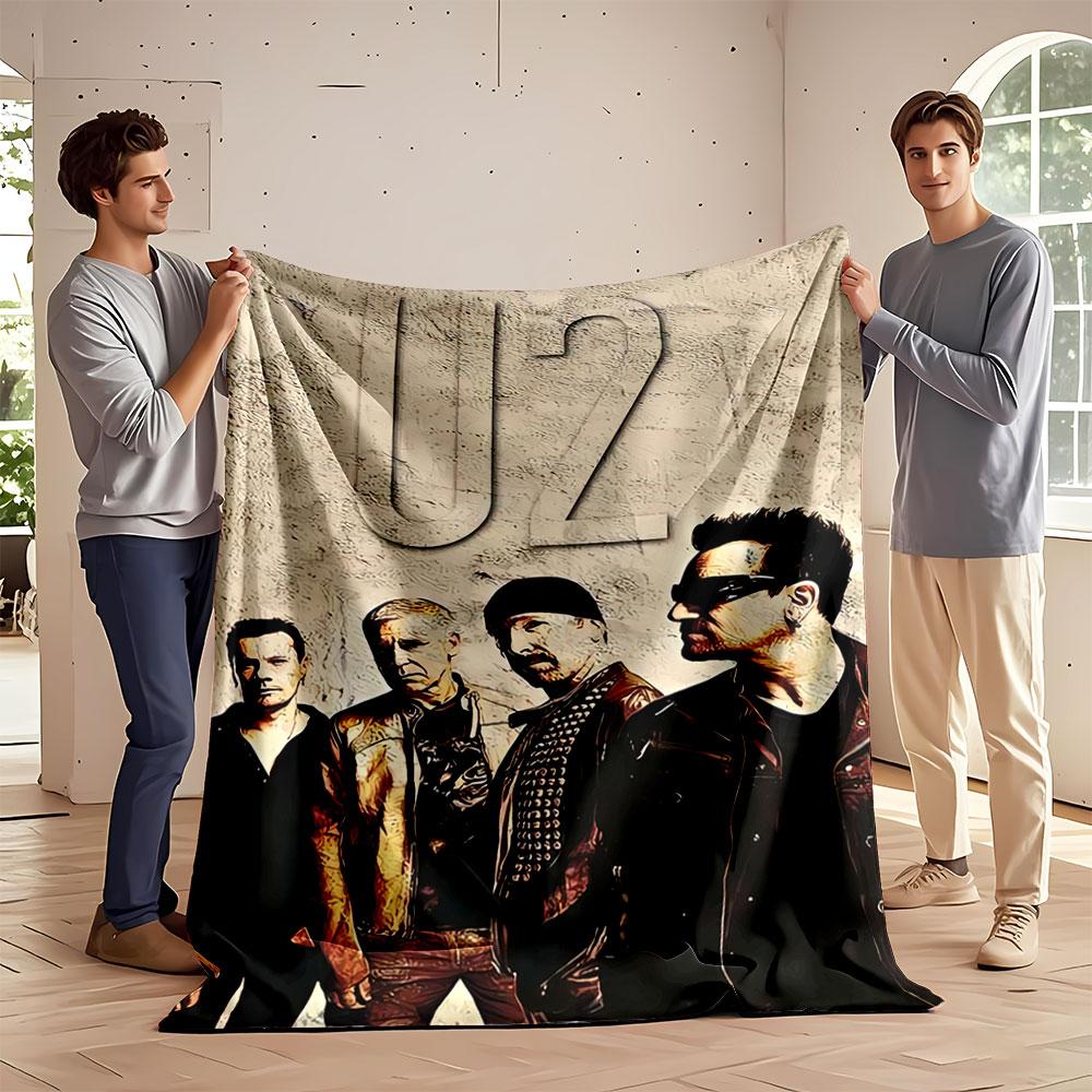 Coperta con design U2 per tutte le stagioni, coperta per la pausa pranzo, plaid, regalo
