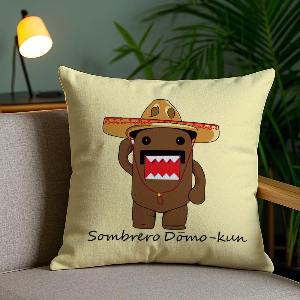 Cartoon Funny Domo-Kun Cushion Cover Soft Short Plush Double-Sided Printing Home Decor Machine Washable Pillow Case Gift