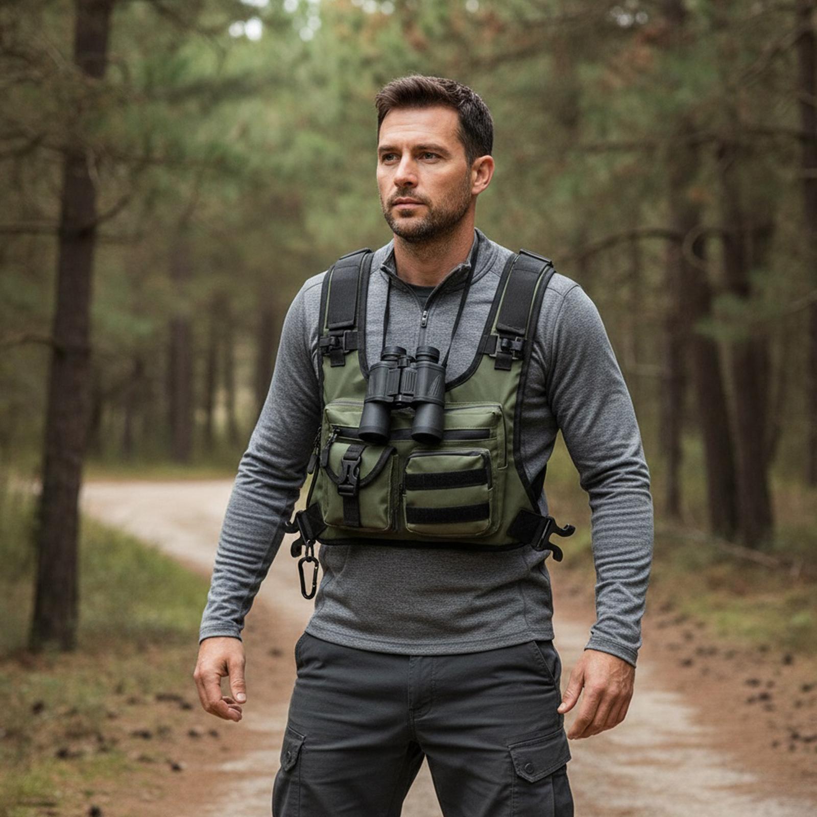 

Outdoor Hydration Vest for Men Women with Zipper Smartphone Pocket Adjustable Straps for Marathon Cycling Trekking(No Water Bag) зелений