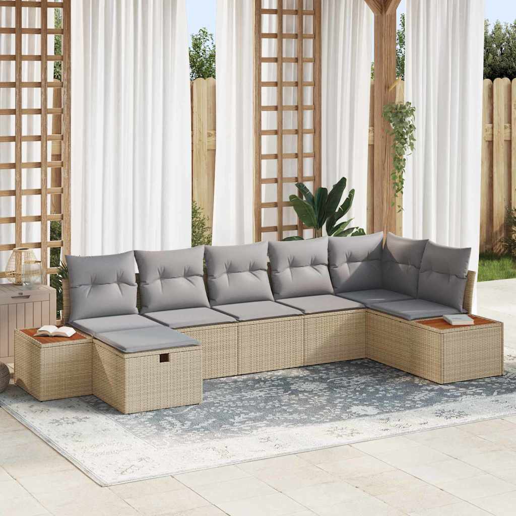 Garden Sofa Set with Cushions 8 Pcs Beige Poly Rattan