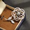 Korean Intellectual Niche Micro-inlaid Zircon Silver Bouquet Brooch Temperament Black and White Pearl Flower Pin Accessories Women's