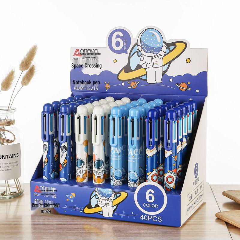 

Cartoon 6-Color Retractable Ballpoint Pen, 0.7mm, for Journaling & Drawing 6-Color Ballpoint Pen [1 piece]
