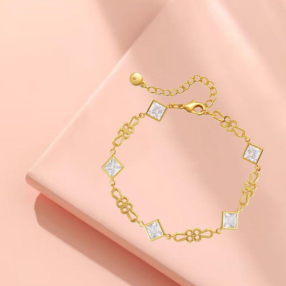 Waterproof Luxury Geometry Bangle Handmade Cubic Cuff Bracelet  Wedding Party Gift