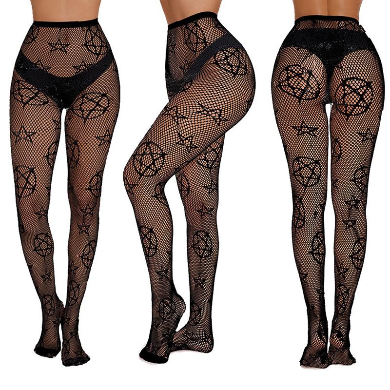Women Fishnet Thigh High Stockings Waist Tights Sexy Hollow Out Goth Fishnet Leggings Pantyhose For Halloween Party