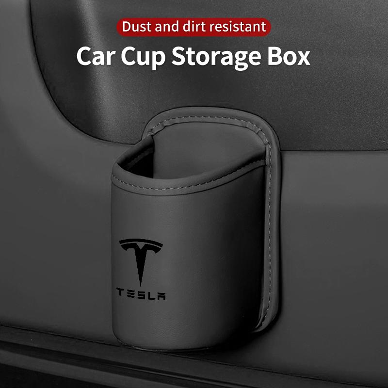 ALO1 Car Valve Door Cup Holder Box Drink Storage Bin Organizer Pocket For Tesla Model 3 Y S X 2021 Roadster Cybertruck Juguete