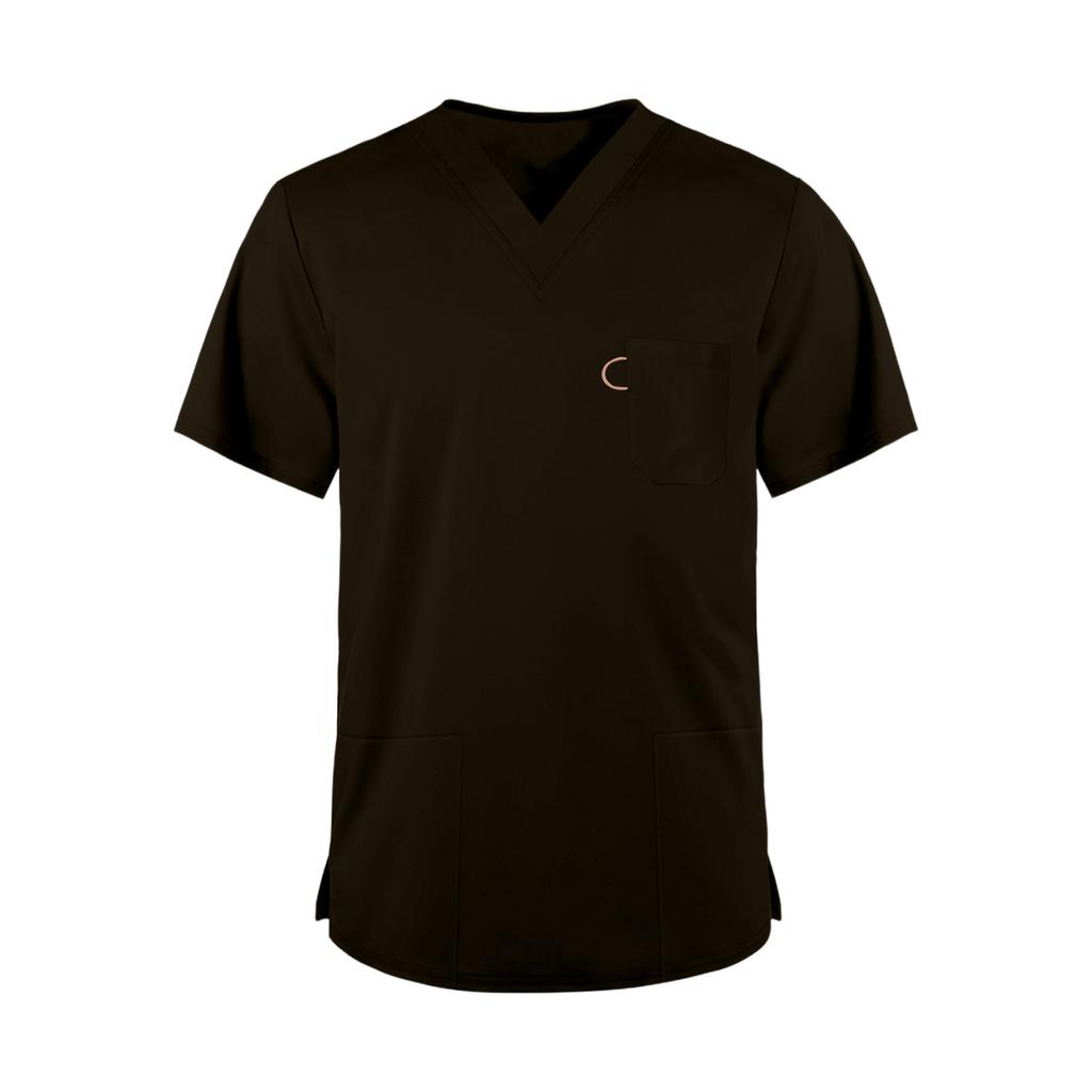 Men's Fashionable V-neck Short-sleeved Work Uniform, Color Top, Uniform