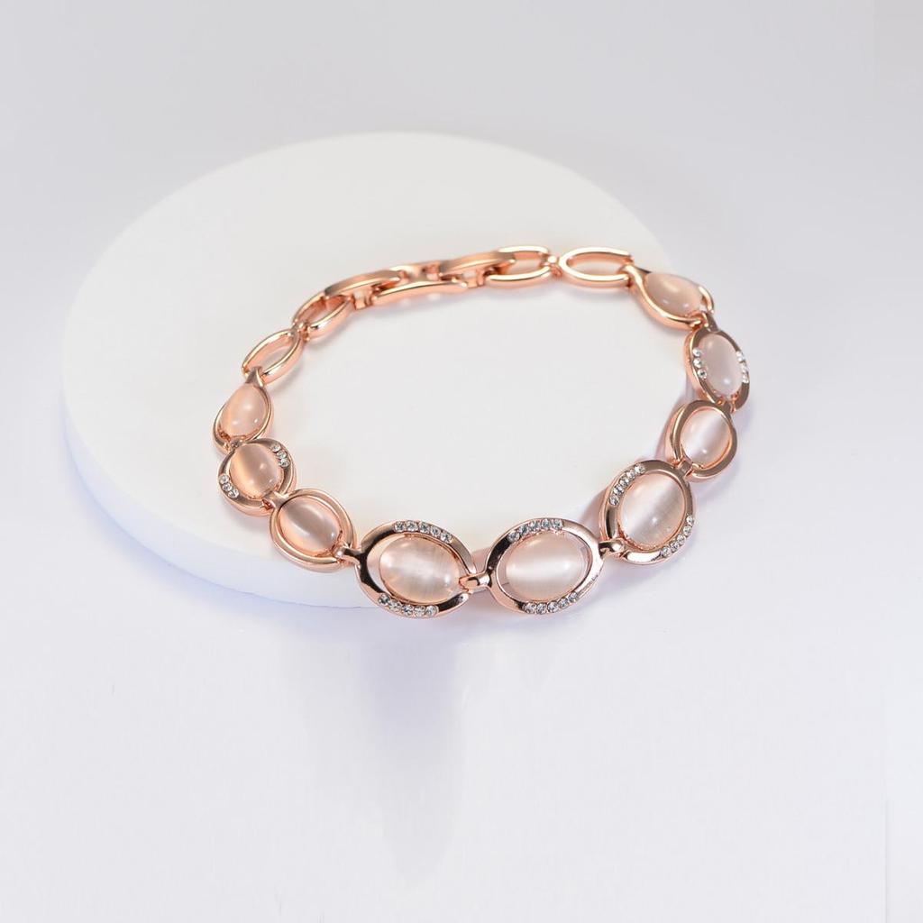 Women's Rose Gold 18K Cat's Eye Stone Bracelet Jewelry