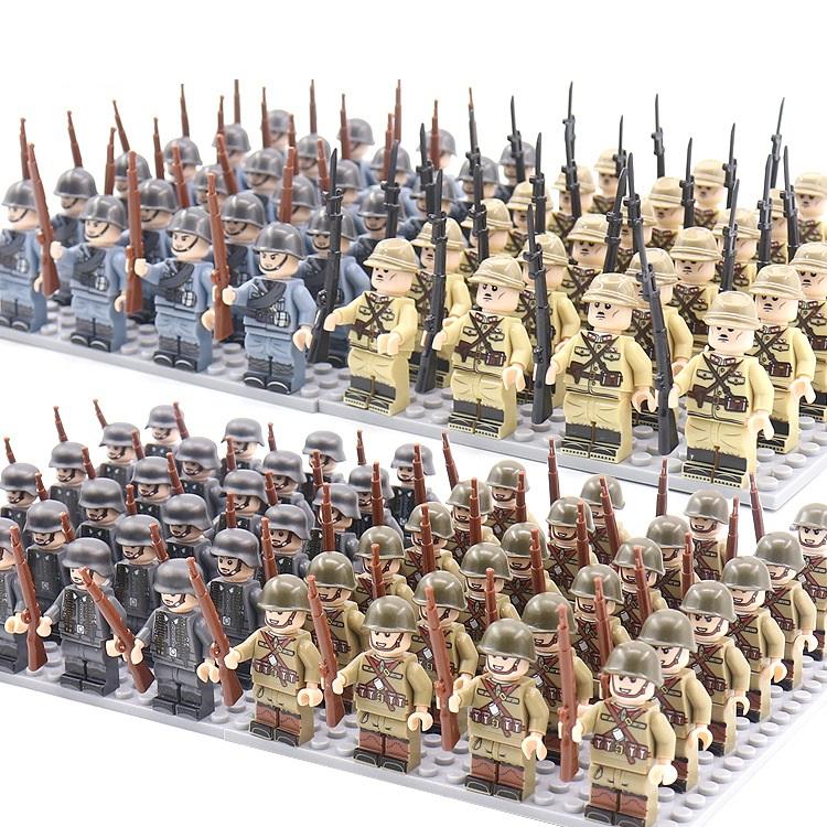 24 STÜCK/SET Zweiter Weltkrieg Militärsoldaten Gewehr Waffen Pistole Figuren Teile Bausteine Montage DIY Modellbau Bausätze Spielzeug