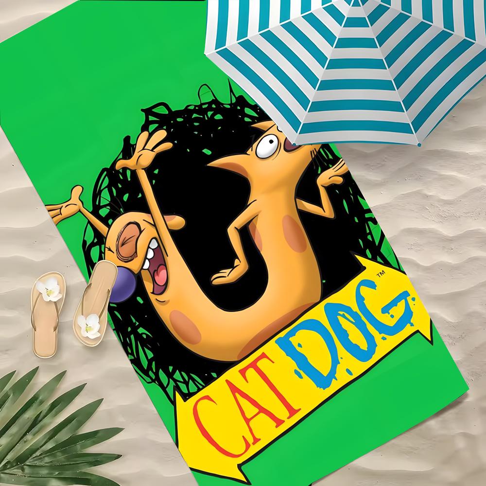 C-Catdog Towel Polyester Beach Towel Quick Dry Sand Free Bath Towel For Summer Pool Travel Vacation