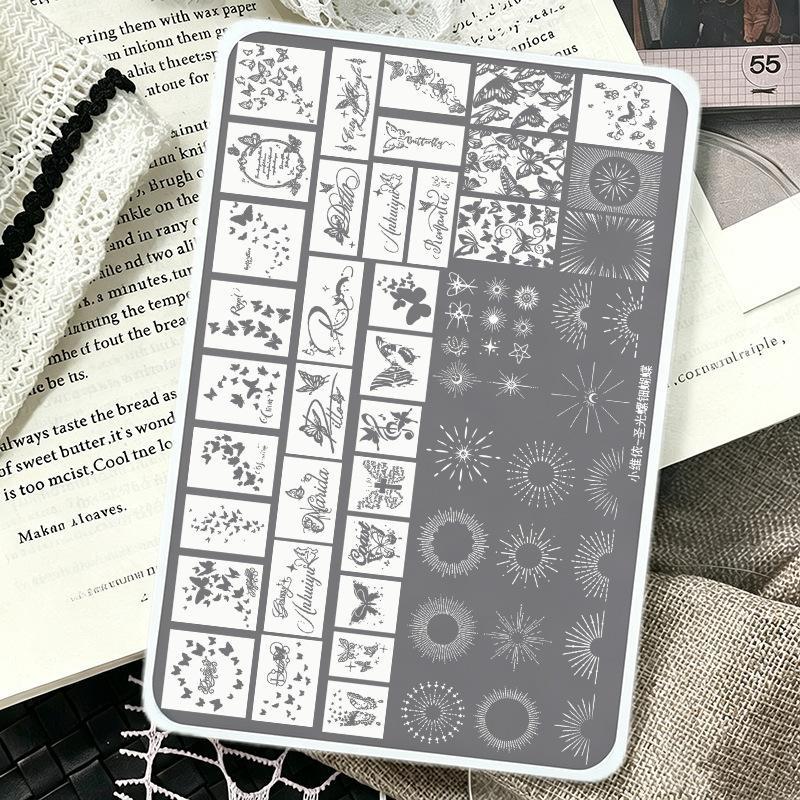 Nail Stamping Plates Nail Art Plate Stainless Steel Holy Light Pearl Butterfly Pattern Nail Design Stencil Tools