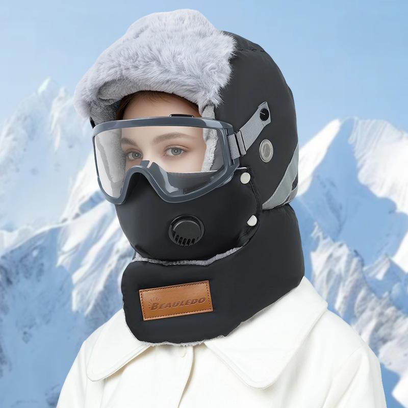 European and American winter men's winter Lei Feng hat trendy women's ear protection hat kitten embroidery autumn and winter mask hat