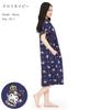 SAZAC Kuromi Cotton Dress, 100% Broadcloth, Button-Front, Women's Nightgown/Loungewear (Navy/M-L/SAN1903)