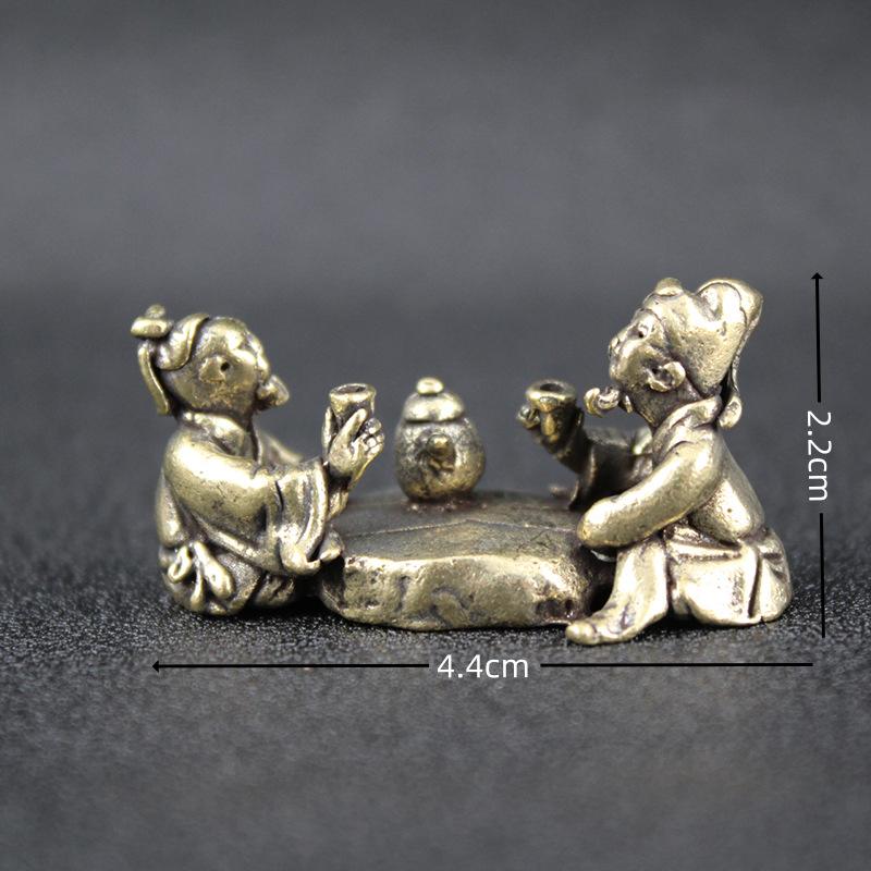 Reines Messing spielt Klavier und spricht über Tao, reine Messing Desktop kleine Ornamente, kulturelle Spielgriffe, Kunsthandwerk, Kultur der Verbotenen Stadt ein