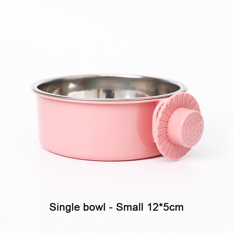 Anti-Tipping Fixed Hanging Dog Bowl Dog Cage Stainless Steel Drinking Bowl Pet Bowl Pet Supplies
