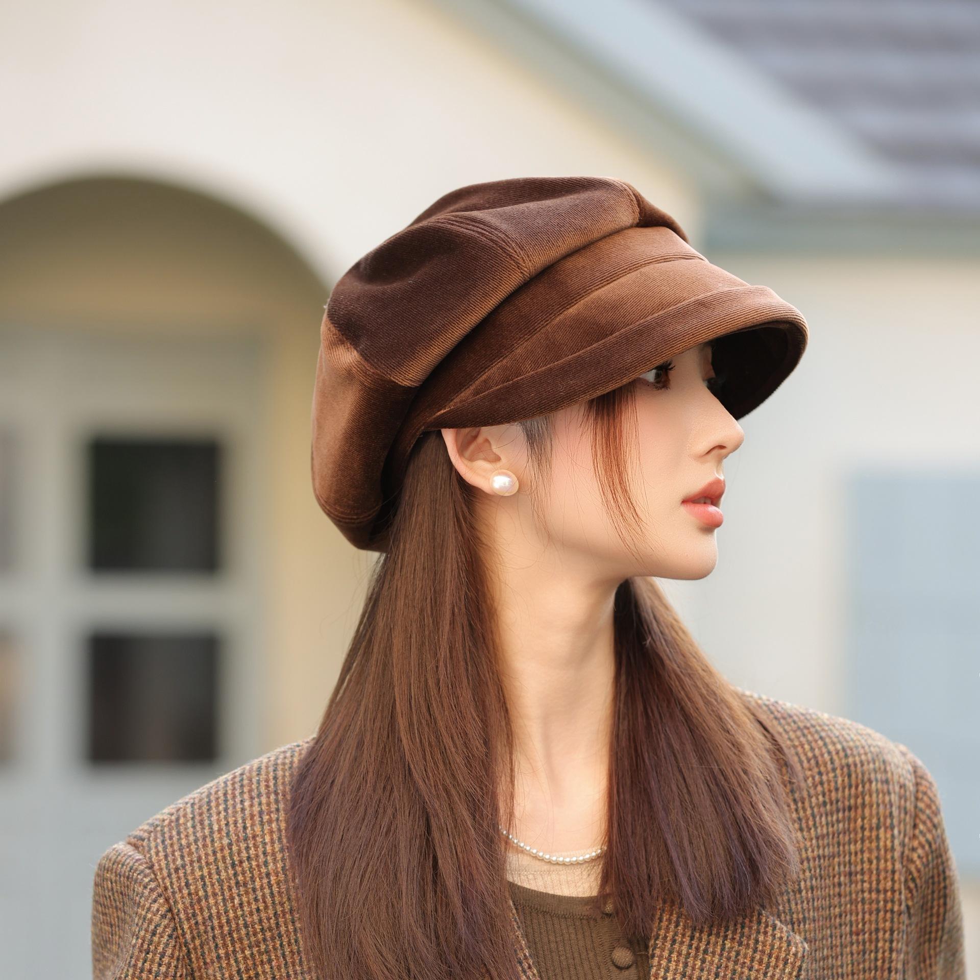 

Берет Женский Осень и Зима Ретро Шляпа Художника Мода Утиный Язычок Восьмиугольная Шляпа One size