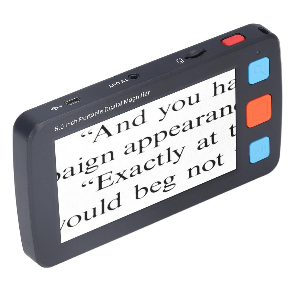 5.0in Electronic Digital Magnifier Portable Reading Aid 4X‑32X Zoom 17 Color Mode Folding Handle for Low
