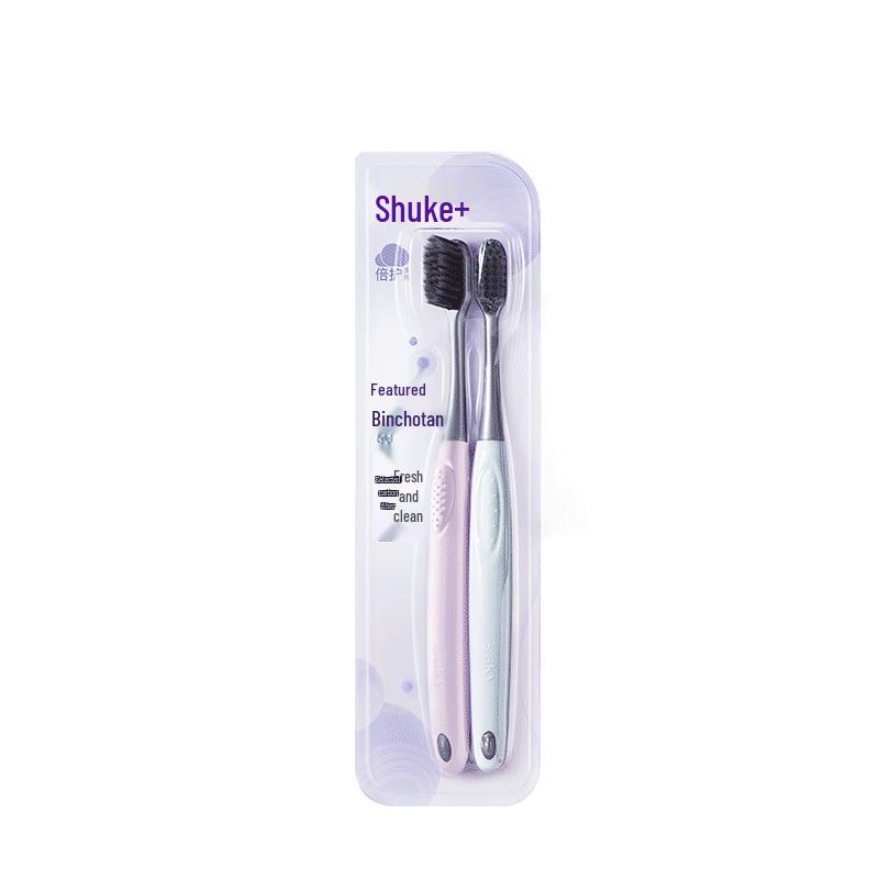 Shuke Charcoal Silk Soft Bristle Toothbrush - Double Pack