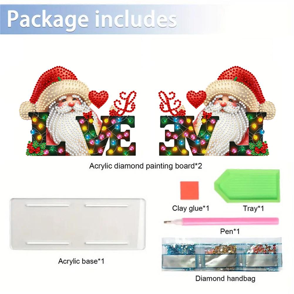 Double Sided Christmas Diamond Painting Napkin Holder DIY 5D Acrylic Diamond Painting Tabletop Paper Towel Holder Desk Ornaments