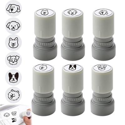 Cartoon Dog Self Inking Stamp Portable DIY Cards Envelopes Scrapbooking Pre-Inked Decorative Puppy Stamper Birthday