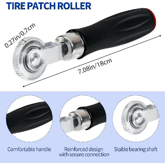33PCS Tire Repair Patch Tools Tire Patch Kit, 30PCS Tire Patches(32Mm/ 42Mm/ 58Mm With Tire Patch Roller, Tire Repair Buffing Wheel, Tire Inner Liner